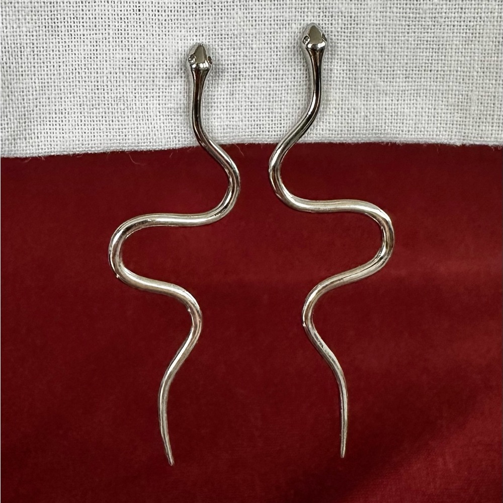 Cool Silver Snake Earrings